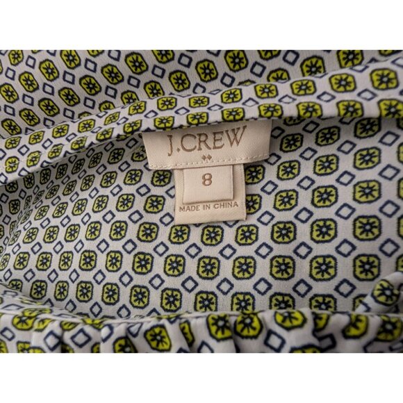 J.Crew Womens Size 8 Sleeveless Geometric Print Top White & Yellow - Picture 4 of 5